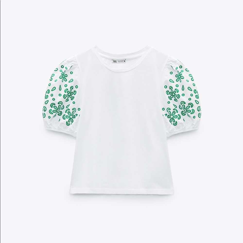 ZARA embroidered perforated t-shirt
